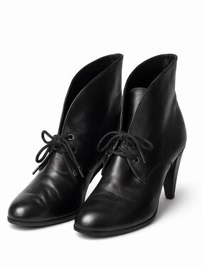 Bass Boots Short Bootie Vintage Edgy Victorian Style Leather Black Stacked H3” 8